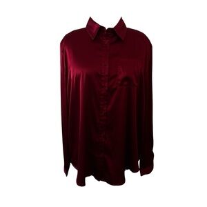 Elegant dark pink red Women's Satin Blouse Sz: XXL by Pausus